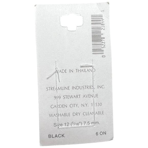 Vintage Streamline Black Buttons 6 Count 75mm Thailand NOS Sewing - Picture 3 of 3